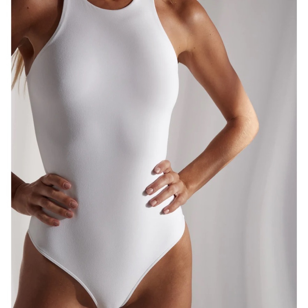Clyque white double lined bodysuit XS NWT